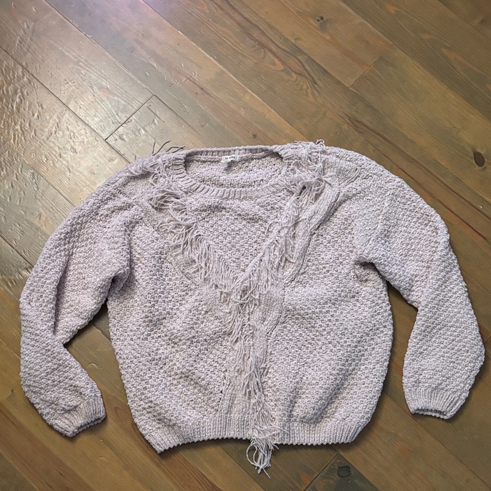 Fringed Knit Sweater - cream color PTP 21”
